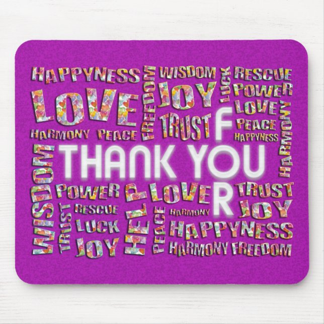 Mousepad Obrigado Por.. Corações | magenta splatter (Frente)