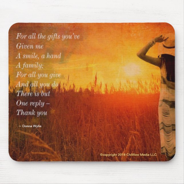 Mousepad Obrigado - Por todos os presentes que me deu (Frente)