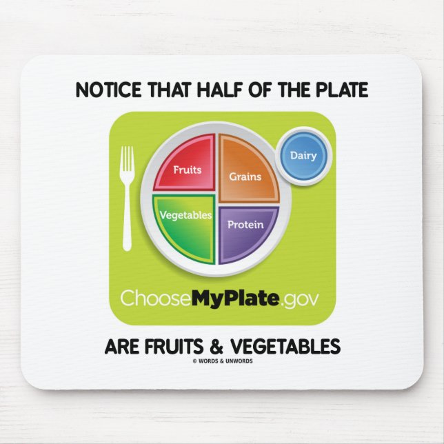 Mousepad Observe que a metade da placa é frutas & vegetais (Frente)