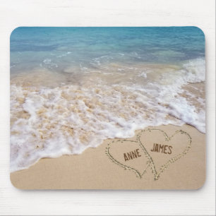 Mousepad Ocean Beach Hearts com nomes
