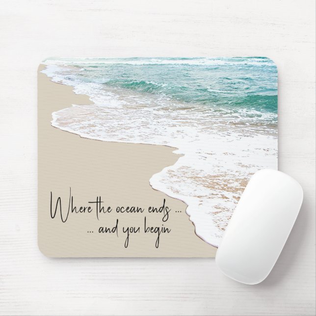 Mousepad Ocean Beach Inspirational Quote (Com mouse)