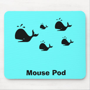 Mousepad Ocean Glow_black-on-blue Whale "Mouse Pod"