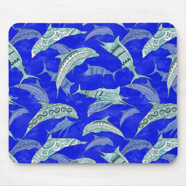 Mousepad Oceanos Azuis Marinhos Golfinhos Marlins (Frente)