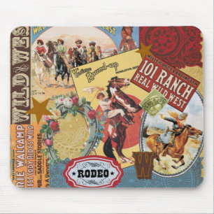 mousepad ocidental da colagem do vintage