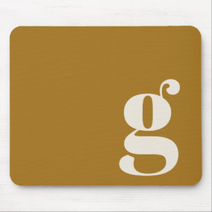 Mousepad Ocre Dourado Monograma Inicial Retro Mínimo Person
