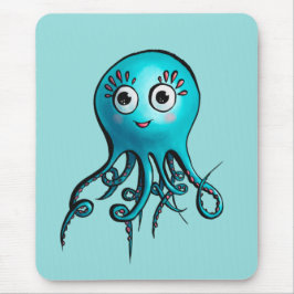 Mousepad Octopus Azul-Cinto - Cartoon Sea Animal de Kawaii