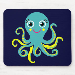 Mousepad Octopus azul e amarelo