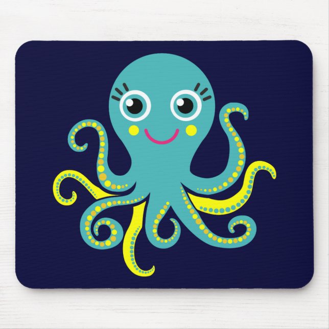 Mousepad Octopus azul e amarelo (Frente)