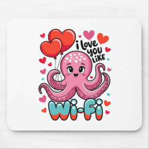 Mousepad Octopus Com Bylloons Cardíacos Eu Amo Você Como Wi