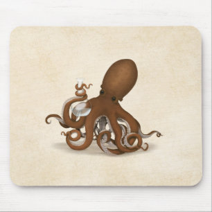 Mousepad Octopus Com Flask Steampunk Chemistry Science