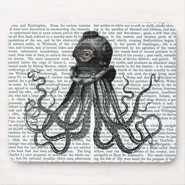 Mousepad Octopus e Capacete de Mergulho (Frente)