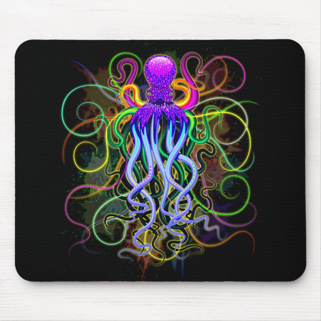 Mousepad Octopus Luminescência Psicodélica (Frente)