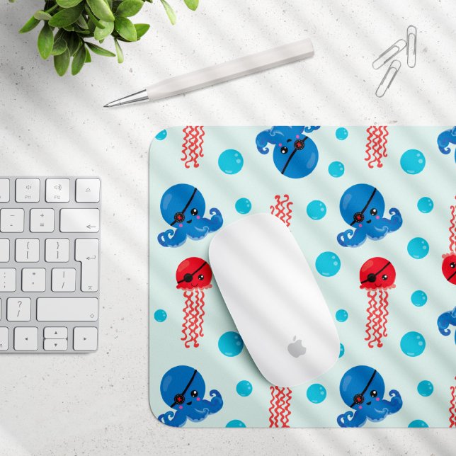 Mousepad Octopus Pirata, Jellyfish Pirata, Animais do Mar (Criador carregado)