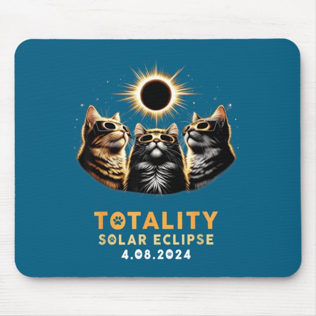 Mousepad Óculos de Eclipse Solar de Gato Divertido (Frente)