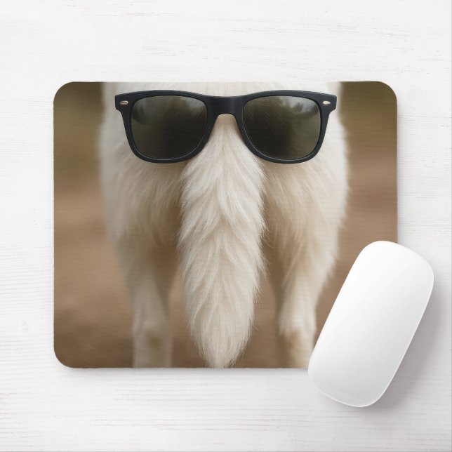 Mousepad Óculos de Sol Escuros na Cauda de um Cachorro (Com mouse)