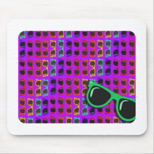 Mousepad Óculos de sol impressionantes dos anos 80 no roxo