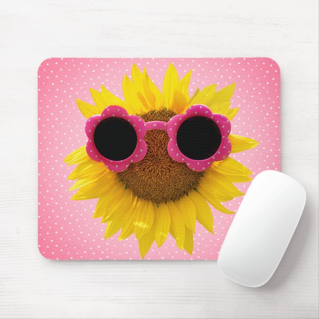 Mousepad Óculos De Sol No Suporte De Rato De Girassol (Com mouse)