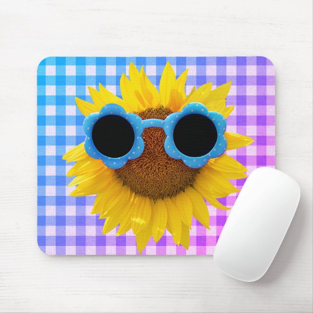 Mousepad Óculos De Sol No Suporte De Rato De Girassol (Com mouse)