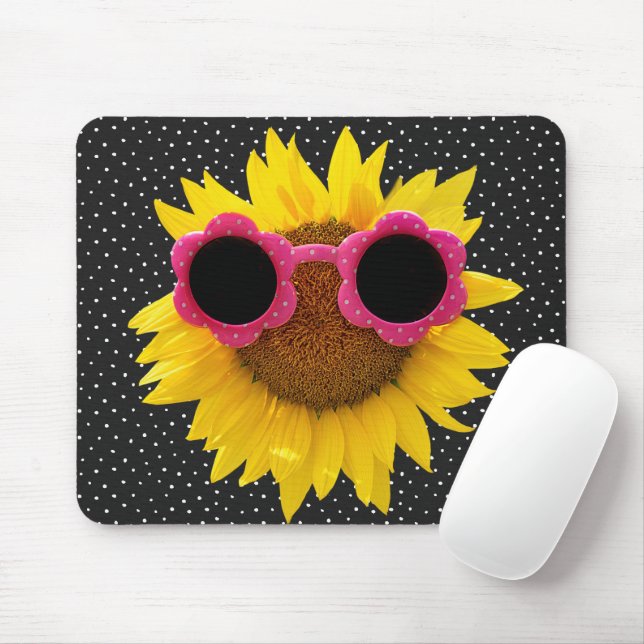 Mousepad Óculos De Sol No Suporte De Rato De Girassol (Com mouse)