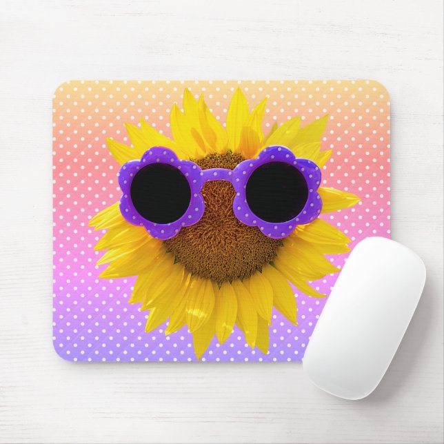 Mousepad Óculos De Sol No Suporte De Rato De Girassol (Com mouse)