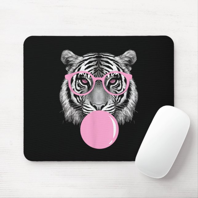Mousepad Óculos de Tigre para Mulheres Divertidas & Animaçã (Com mouse)