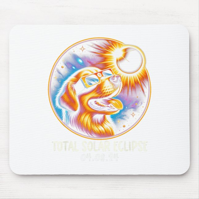 Mousepad Óculos de Visto do Retriever do Ouro Eclipse Solar (Frente)