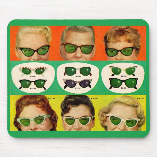 Mousepad Óculos escuros e imagem da década de 1950 (Frente)