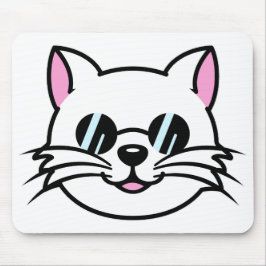 Mousepad Óculos Pretos Vestidos de Gatos Brancos / Óculos e