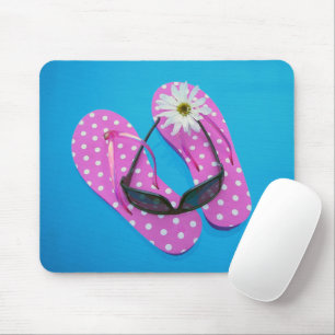 Mousepad Óculos Solares Sobre Flip-flops De Bolinhas