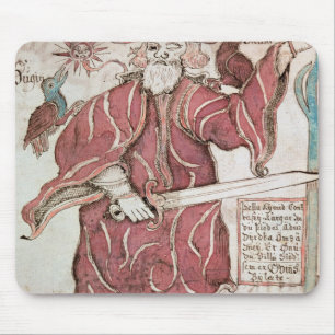 Mousepad Odin, com seus dois corvos, Hugin e Munin