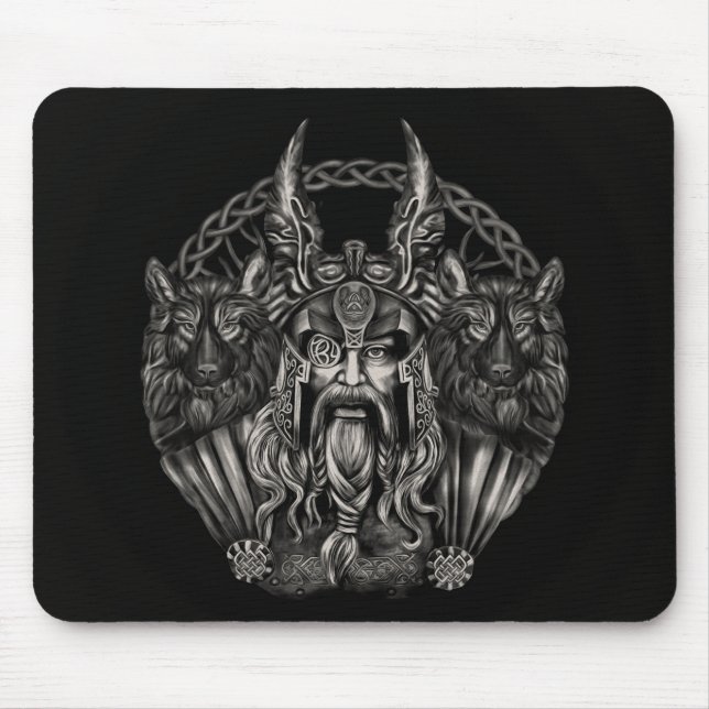 Mousepad Odin e seus lobos Geri e Freki (Frente)