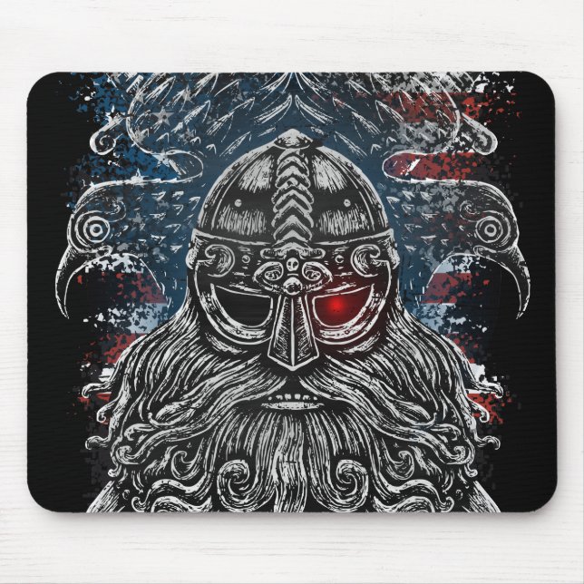 Mousepad Odin ravens e espadas Viking Mythology bandeira do (Frente)
