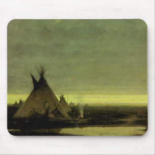 Mousepad Oeste Vintage, Acampamento Indiano ao Amanhecer po