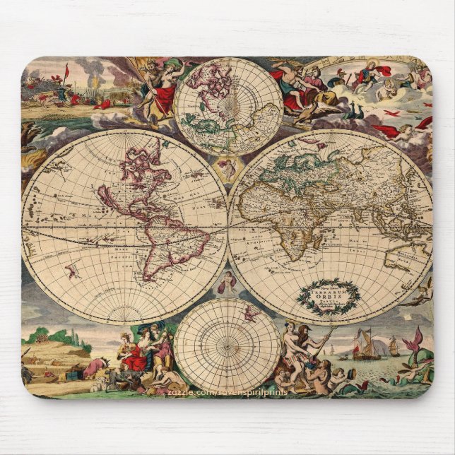 Mousepad Oferta do Designer de Mapa do Velho Mundo (Frente)