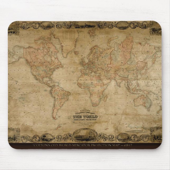 Mousepad Oferta do Designer de Mapa do Velho Mundo (Frente)