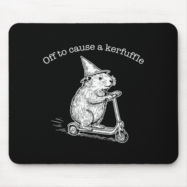 Mousepad Off To Cause A Kerfuffle Funny Capybara Scooter Ch (Frente)