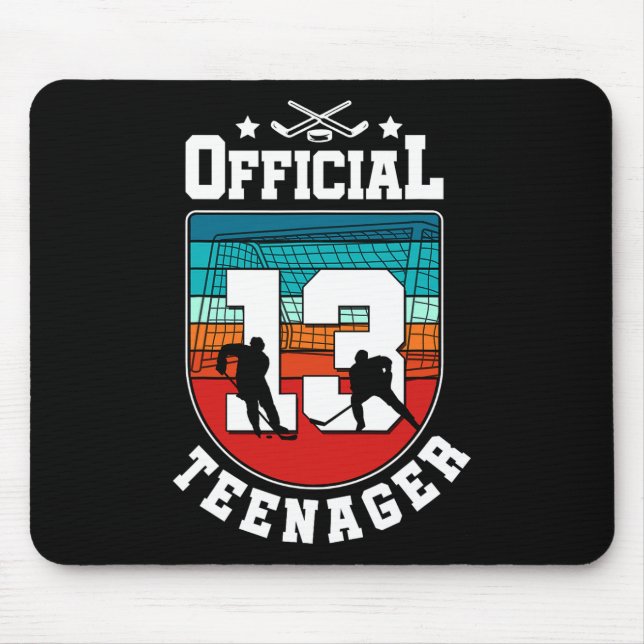 Mousepad Official Teenager 13th Birthday 13 Year Boy Hockey (Frente)
