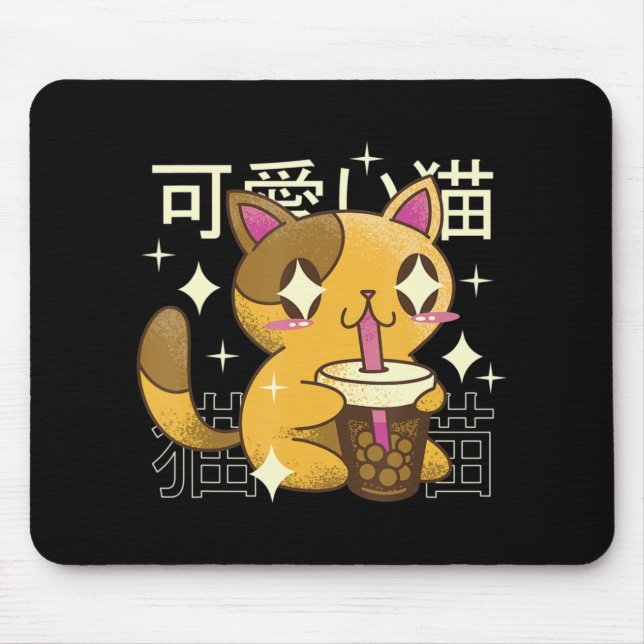 Mousepad Oficial da Boba Cat Kawaii Anime Comida japonesa (Frente)