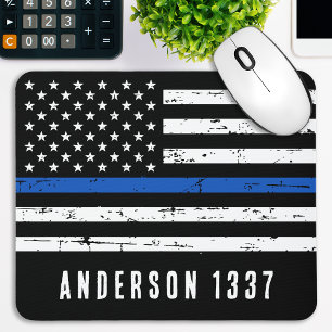 Mousepad Oficial de Polícia Personalizado Linha Azul Fino