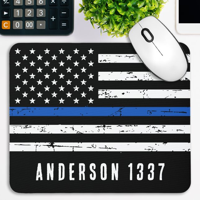 Mousepad Oficial de Polícia Personalizado Linha Azul Fino (Criador carregado)