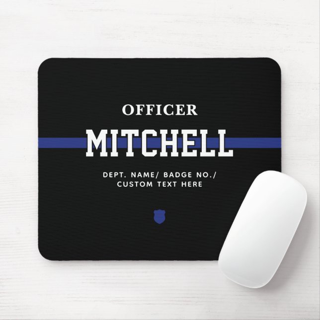Mousepad Oficial de Polícia Personalizado Linha Azul Fino (Com mouse)