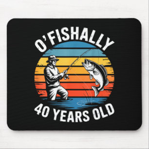 Mousepad Oficialmente 40 anos de idade engraçado pesca 40º