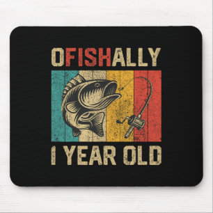 Mousepad Ofishally 1 Ano de Idade Piada de Pescaria Anivers