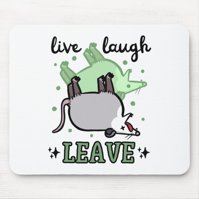 Mousepad Ogambm Funny Live Laugh Deixar Humor Escuro Possum (Frente)