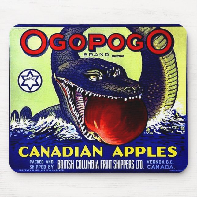 Mousepad Ogopogo Maçã canadiana etiqueta da fruta (Frente)