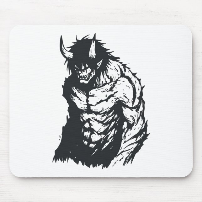 Mousepad Ogre Oni Yokai Japonês Outline Sticker (Frente)
