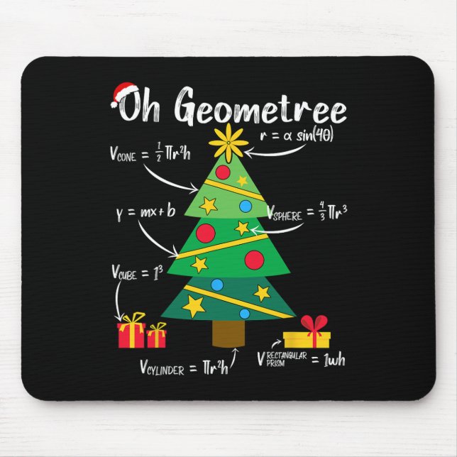 Mousepad Oh geometria geométrica da árvore de natal diverti (Frente)