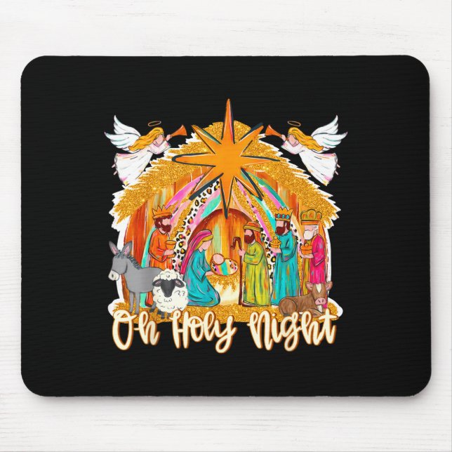 Mousepad Oh Holy Night Christian Nativity Scene Christmas R (Frente)