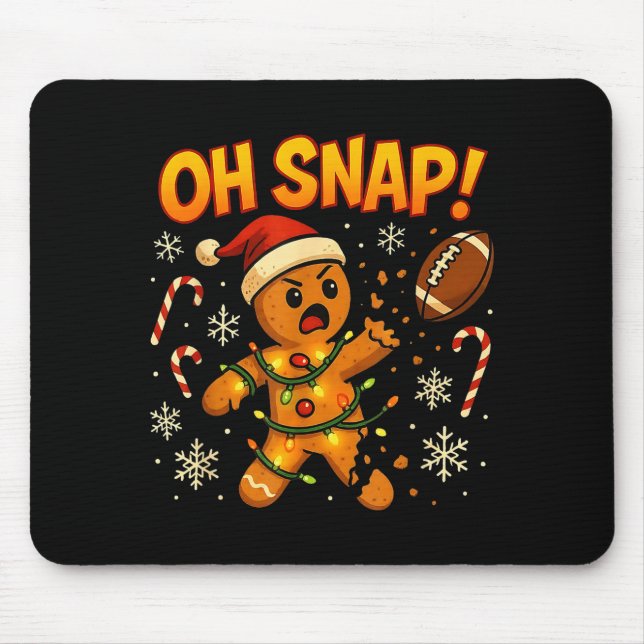 Mousepad Oh Snap Funny Gingerbread Football Christmas Light (Frente)