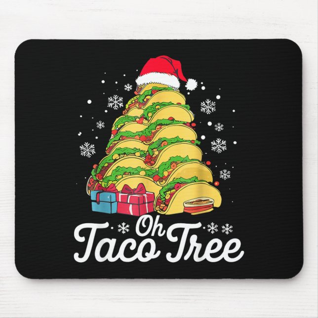 Mousepad Oh Taco Tree Christmas Cute Xmas Mexican Food Love (Frente)